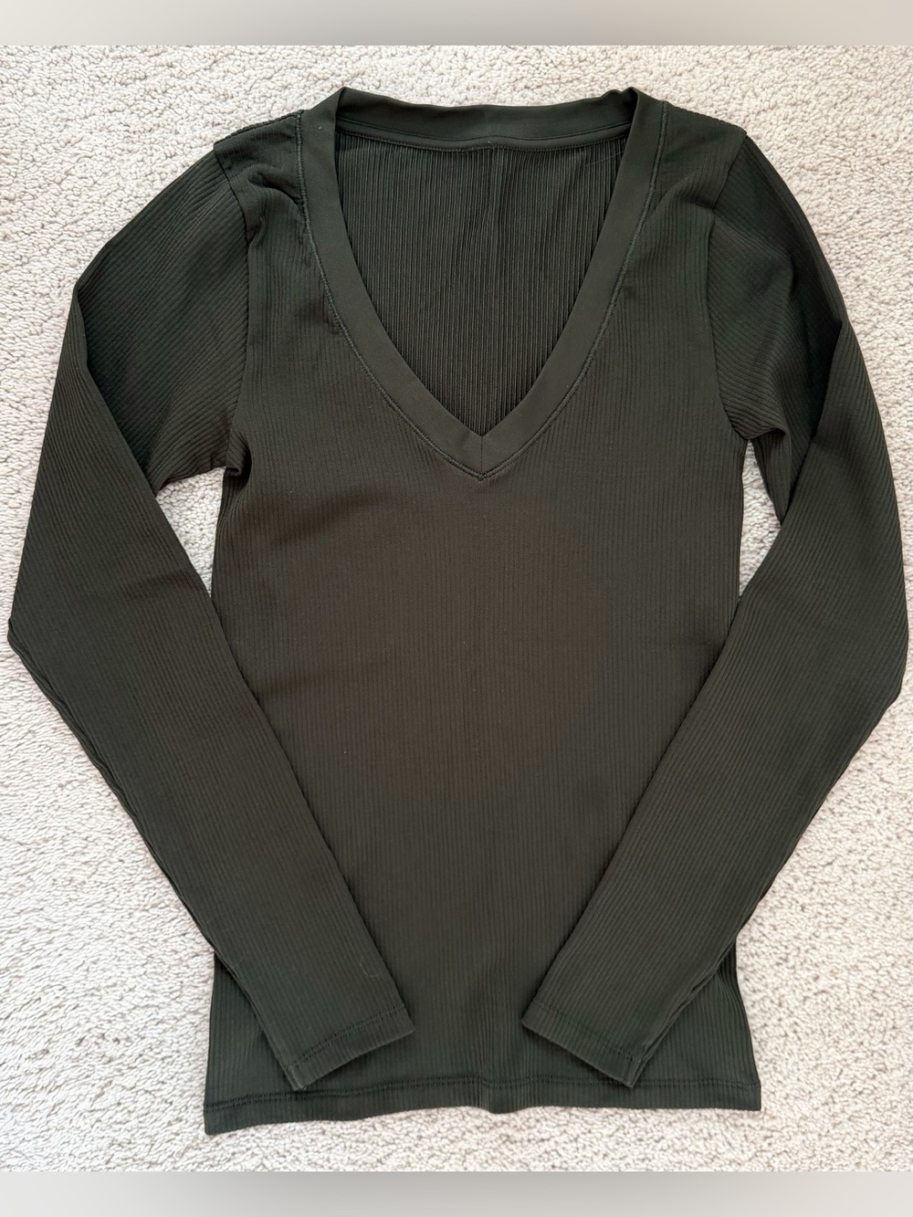 Athleta Women’s Green Ribbed Fitted Long Sleeve Too Size XS